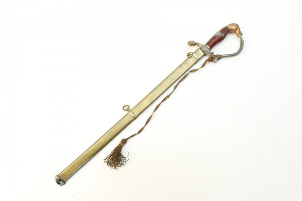 Letter opener in the shape of a lion's head saber for officers with a portepee