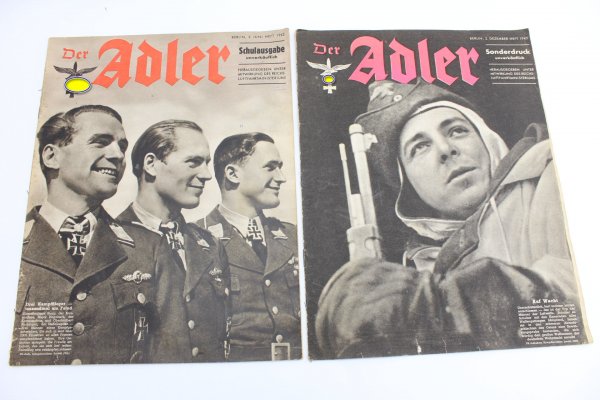 Wehrmacht Der Adler Sonderdruck Ausgabe 3. Juni 1943,  Drei Kampfflieger tausend mal am Feind  sowie 2. Dezember 1943 Auf Wacht