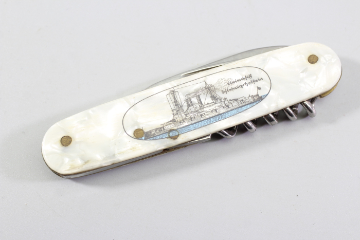 A commemorative knife with the image of the ship SCHLESWIG-HOLSTEIN,