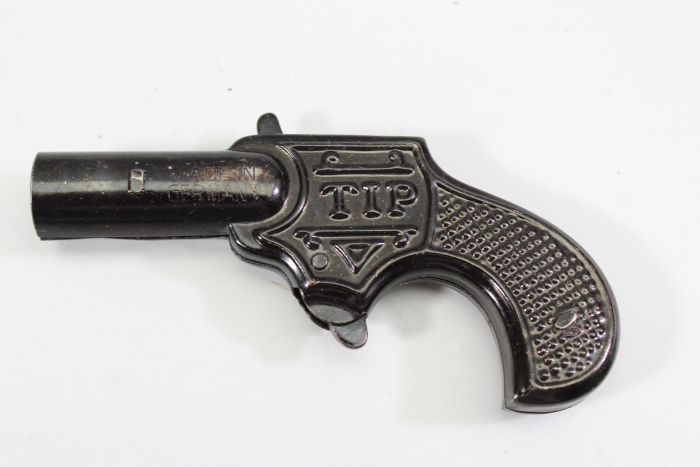 Antike Kinder Spielzeug-Knallkorkenpistole der Marke TIP, hergestellt in Deutschland ca 1930