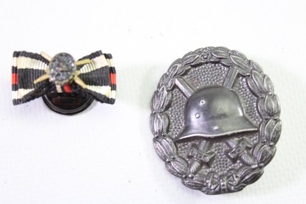 VWA Schwarz 1918 Verwundetenabzeichen in schwarz mit Knopflochspange