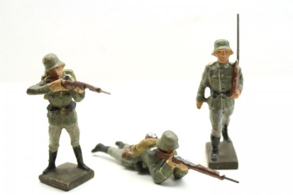 3x Lineol Elastolin soldiers