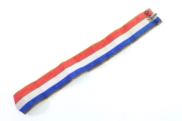 Original contemporary French national ribbon, blue, white, and red.