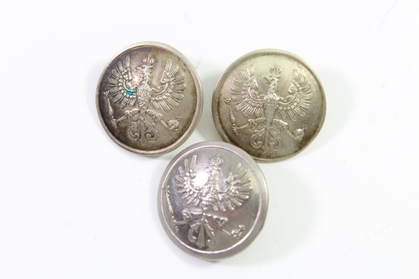 3x Preußischer Uniformknopf  Metall 25 mm Hersteller Paul Maywald Berlin