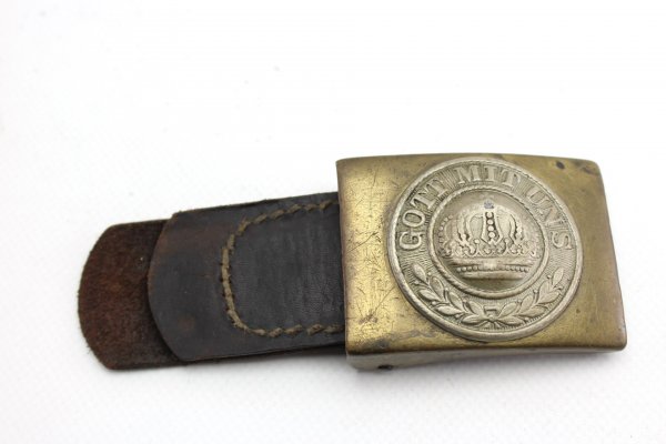 Prussian belt buckle "God with us" with leather strap