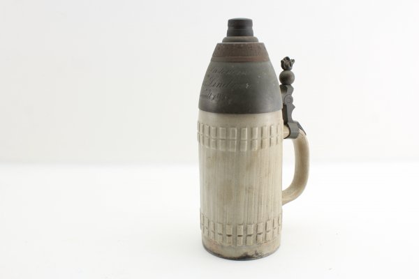 Extremely rare beer mug in the shape of a shrapnel grenade 1890, inscription Julius Lindner and engraver Gustav Grünwald