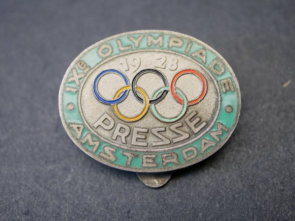 Abzeichen - IX. Olympiade Amsterdam 1928 - Presse - mit Hersteller