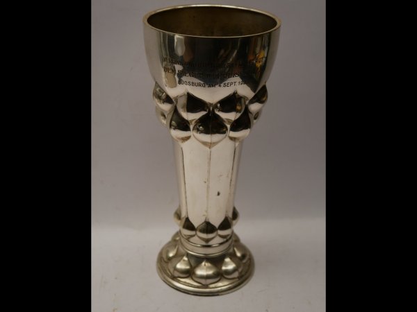 Heavy silver cup with inscription "Association 8th Bavarian Res. Field Art. Rgt. - To the winner of the prize bowling - Augsburg on 4 September 1930"