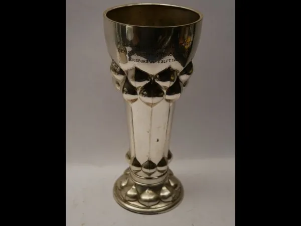 Heavy silver cup with inscription "Association 8th Bavarian Res. Field Art. Rgt. - To the winner of the prize bowling - Augsburg on 4 September 1930"