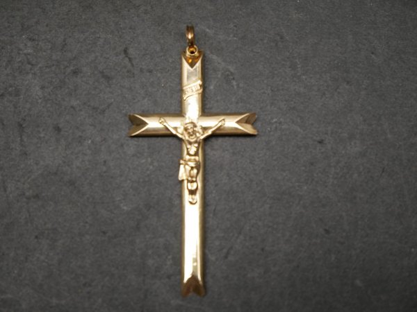 Real gold chain pendant - cross - 560 / 1000 gold 60 x 31 mm - 2.42 grams