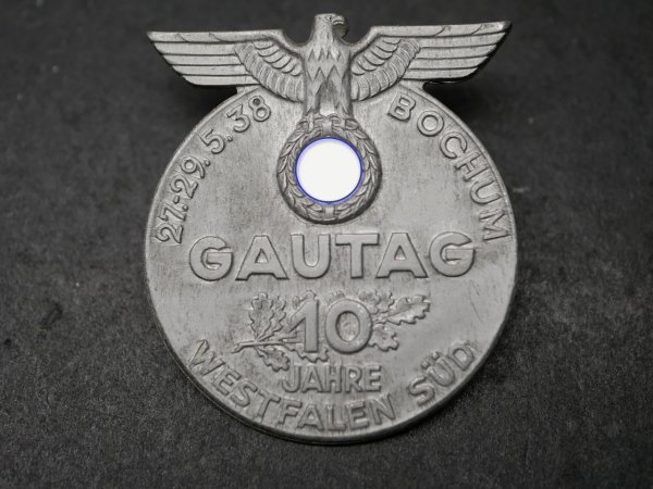 Badge - Gautag 10 years Westphalia-South 1938 Bochum
