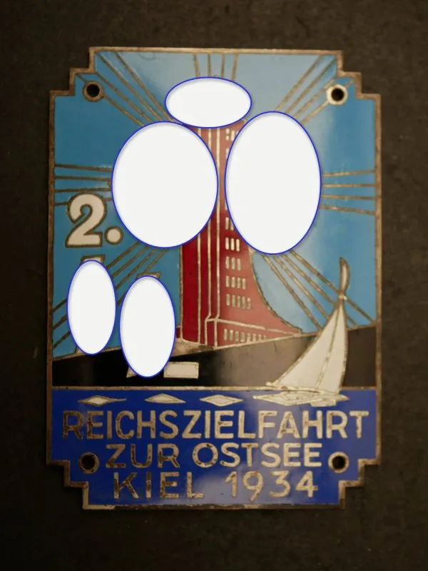 Allgemeine-SS große Plakette - 2. SS-Reichszielfahrt zur Ostsee Kiel 1934 - 96 x 70 mm