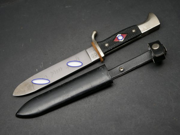 Copy travel knife - HJ knife with inscription + manufacturer