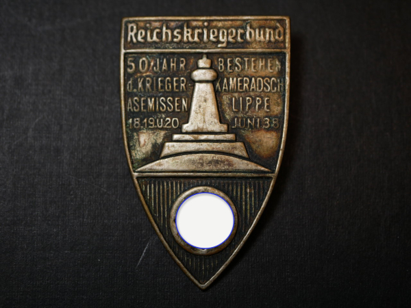 Abzeichen - Reichskriegerbund - 50 jähriges Bestehen der Kriegerkameradschaft Asemissen Lippe 1938