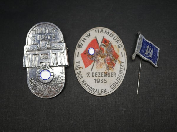 Lot von 3 WHW Abzeichen Hamburg
