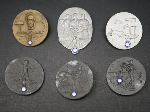 Lot von 6 WHW Abzeichen - Tag der Arbeit 1934 - 1939