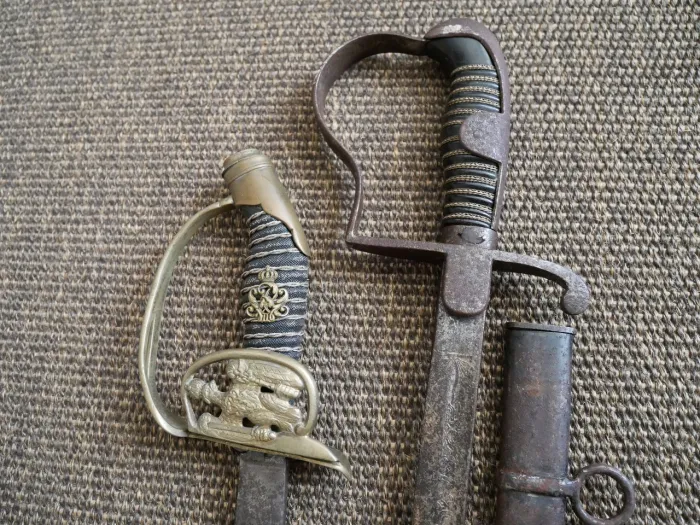 Prussian IOD Infantry Officer's Sword + Unit Sabre - untouched attic find