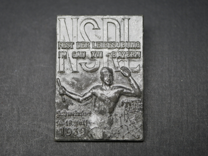 Badge - Festival of Physical Exercise in Gau XVI - Bavaria Schweinfurt 1939 NSRL