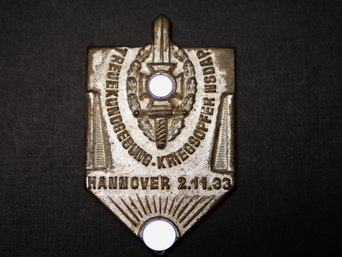Abzeichen - Treuekundgebung-Kriegsopfer NSDAP Hannover 1933, ohne Nadel