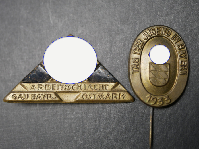 2 badges - Labor Battle Gau Bavaria Ostmark + Youth Day in Bavaria 1933