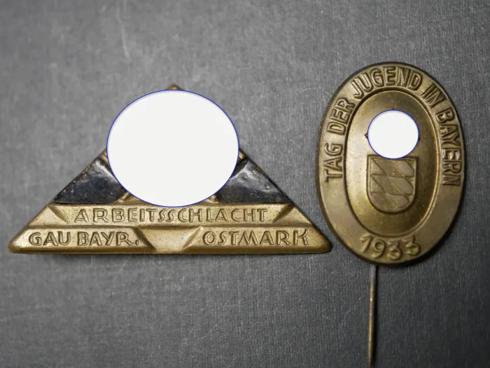 2 badges - Labor Battle Gau Bavaria Ostmark + Youth Day in Bavaria 1933