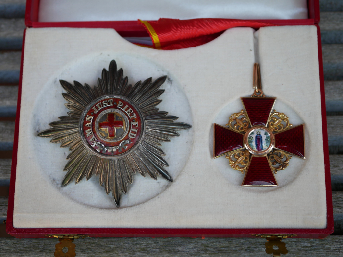 Zaristisches Russland St. Anna Orden Satz 1. Klasse Kreuz und Bruststern im Etui