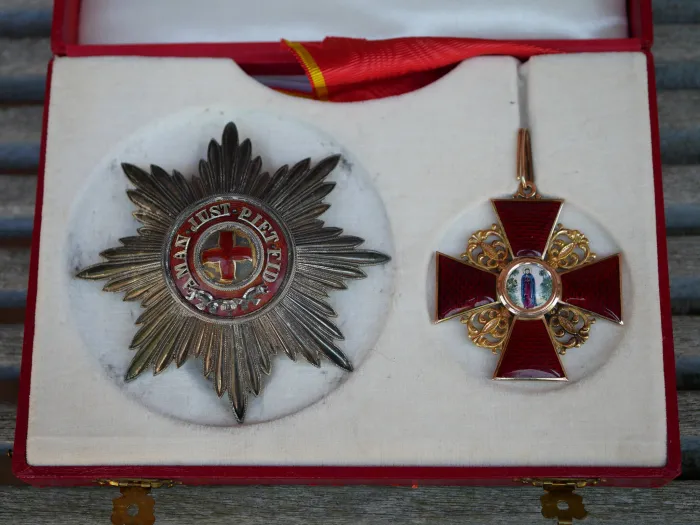 Zaristisches Russland St. Anna Orden Satz 1. Klasse Kreuz und Bruststern im Etui