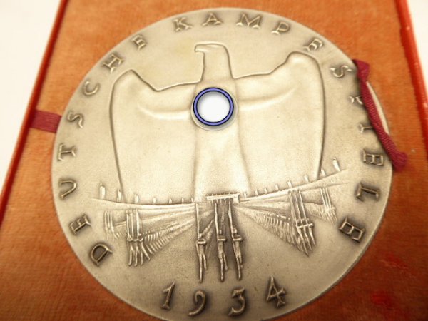 Medal "German fighting games 1934" in silver in a case