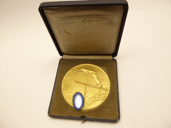 Medaille "Deutsche Winterkampfspiele 1934, Dem Sieger, Braunlage Schierke" im Etui
