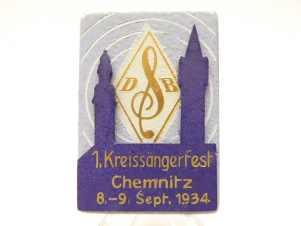 Tinnie - Conference badge "1st district singer festival Chemnitz September 8-9, 1934