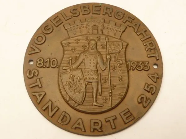 SA Plakette Vogelsbergfahrt Standarte 254, 1933 mit Hersteller Wiedmann Frankfurt a.M.