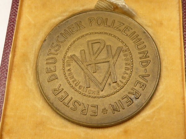 Medaille Erster Deutscher Polizeihund - Verein, Für züchterische Leistungen, im Etui