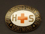 Badge brooch DRK - "Patriotic Women - Association Dortmund" with manufacturer and number