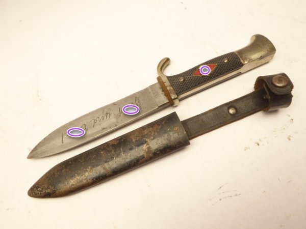 Hitler Youth knife / dagger with motto and double manufacturer RZM 7/66 Carl Eickhorn Solingen