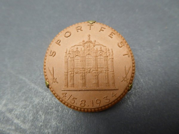 Meissen Medaille / Abzeichen - Sportfest 1934 - Vereinigung der Dresdner Stassenbahner