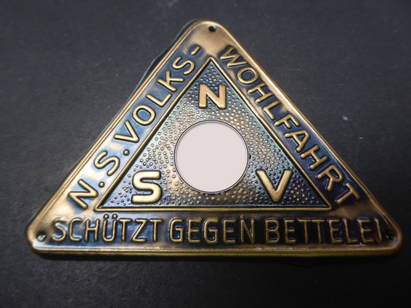 Türschild / Plakette NSV - NS Volkswohlfahrt "Schützt gegen Bettelei"