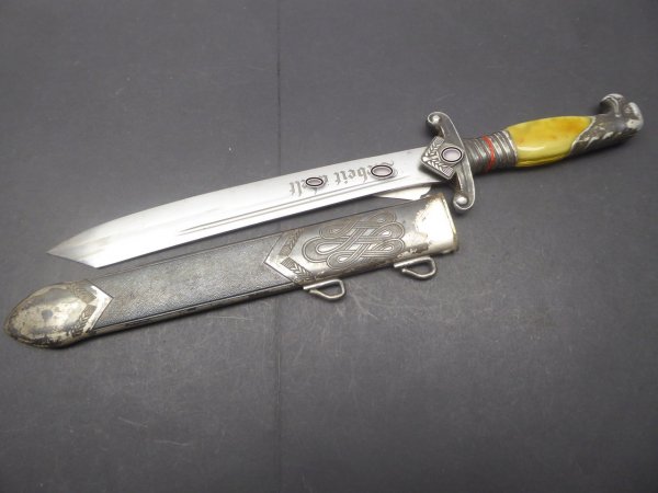 Reich Labor Service - RAD leader with amber handle scales, manufacturer Alcoso Solingen