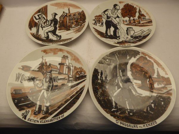 4x anti-fascist plates, limited edition from 1973 - 1977, signed Henry