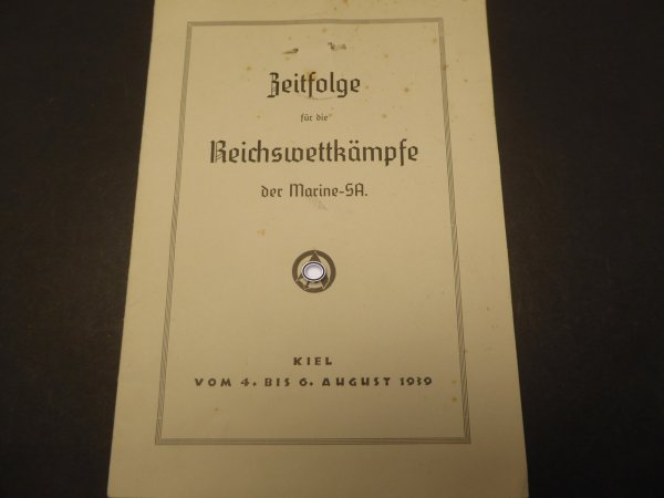 Booklet - time sequence for the Reich competitions of the Navy SA, Kiel 1939