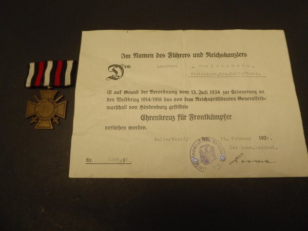 Order - War Cross 1914/18 with certificate