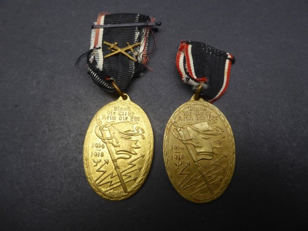 2x Kyffhäuser commemorative coin for 1914/18 on a ribbon