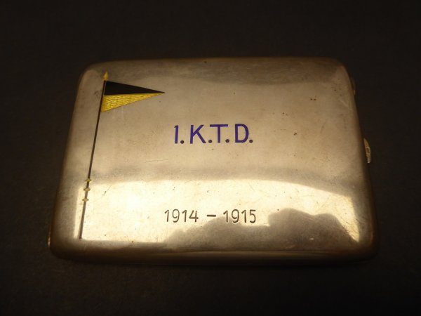 Hermes cigarette case Austria enameled and engraved - 1.K.T.B. 1914 - 1915 / War Christmas in the field
