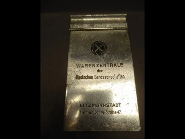 Notizblockhalter - Warenzentrale der Deutschen Genossenschaften - Litzmannstadt, Hermann-Göring-Straße 47