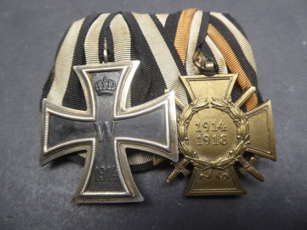 Ordensspange EK2 1914 + Kriegsteilnehmerkreuz 1914/18