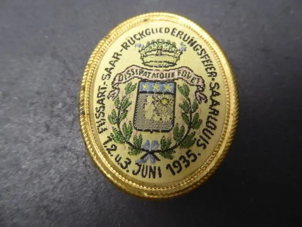 Badge - foot art. Saar reintegration celebration Saarlouis 1935