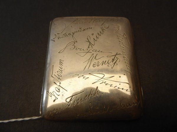 Case / cigarette case in 800 silver - with engraved signatures Major, Colonel, Major General