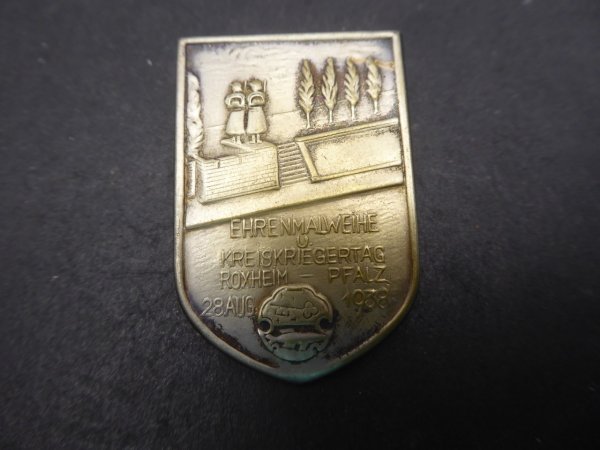 Badge - memorial consecration district warrior day Roxheim-Palatinate 1938