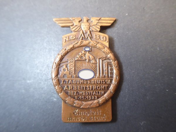 Badge - NSBO conference of the German Workers' Front District of Westphalia 1933 - unity makes strength