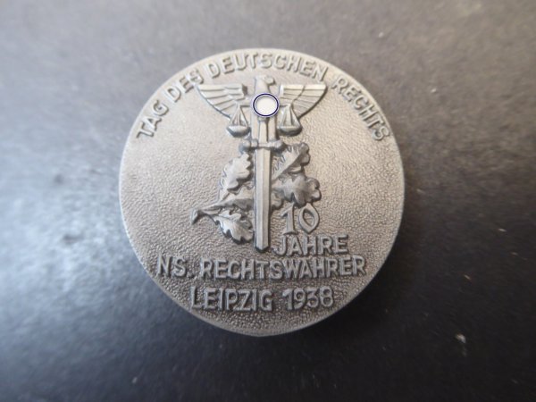 Badge - Day of German Law - 10 years of Nazi legal guardian Leipzig 1938