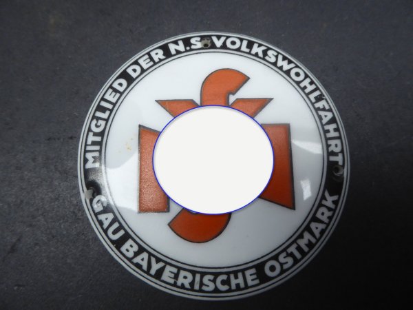 Porzellan Türplakette - Mitglied der NS-Volkswohlfahrt Gau Bayerische Ostmark